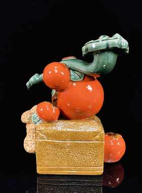 柿子摆件家居客厅玄关新中式事事如意陶瓷装饰品乔迁开业生日送礼