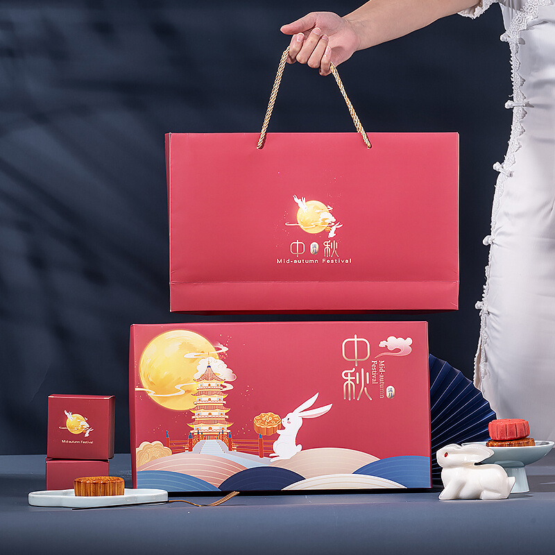 新品中秋节月饼蛋黄酥包装盒6粒8个礼品盒创意手提定制广式流心盒 - 图0