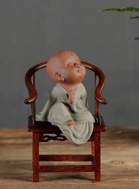 创意陶瓷小和尚禅意摆件博古架中式桌面工艺品客厅书房装饰艺术品