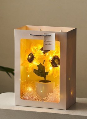 向日葵小夜灯卧室客厅书房仿真花桌面发光装饰太阳系列礼物送朋友