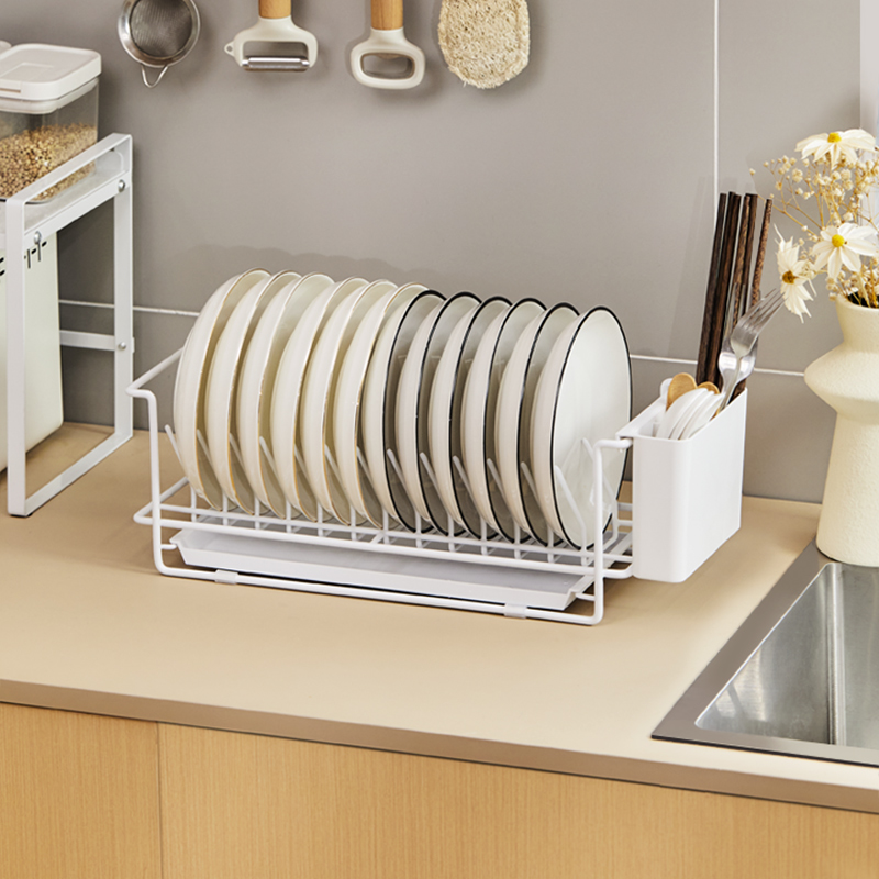 厨房碗盘沥水架台面窄款免安装置物架橱柜内小型单层碗碟收纳架