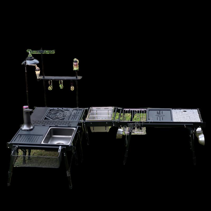 Luben outdoor equipment camping IGT multi-function table lift folding table picnic tea two-unit combination set