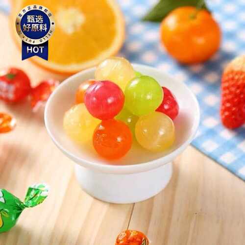 ROSHEN如胜丨BIMBOM乒乓果味夹心硬质糖果500g袋装混合水果汁味 - 图2