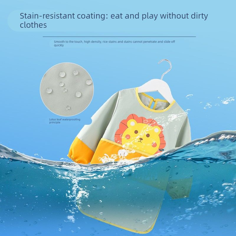 Baby eating smock, children's bib, apron, rice pocket, waterproof, anti-dirty painting, long-sleeved baby girl, autumn and winter outer wear