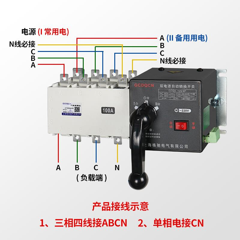 双电源自动转换开关消防隔离型4P63A100250A630A三相PC级切换开关 - 图2