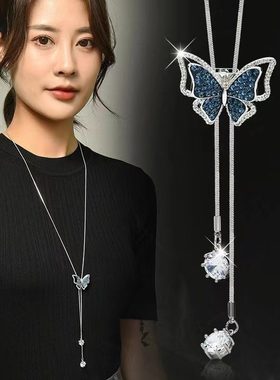 钛钢不掉色穗心项链女爆款时尚百搭设计感麦穗流苏毛衣链秋冬挂件