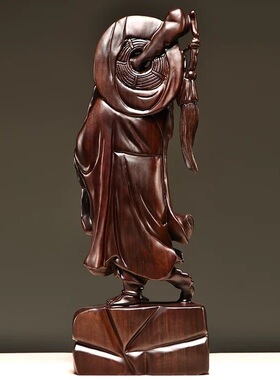 黑檀木雕刻达摩祖师佛像摆件家居客厅玄关禅意装饰摆设红木工艺品