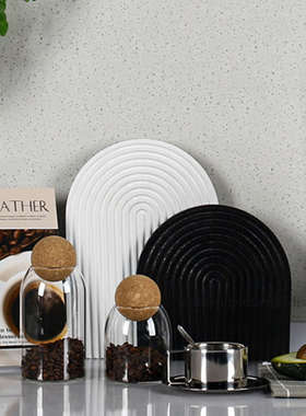 厨房台面饰品现代北欧样板房间厨房陈列橱柜软装饰品摆件砧板咖啡