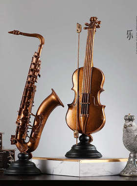 小提琴复古乐器摆件欧式创意家居饰品红酒架书架酒柜客厅桌面摆设