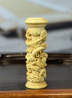 黄杨木雕生肖龙工艺品手把件盘龙柱瑞兽蟠龙客厅家居装饰品小摆件