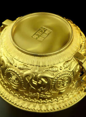 铜聚宝盆摆件纯黄铜招財聚財实心客厅店铺办公室饰品开业结婚礼品