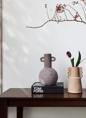 北欧创意复古陶瓷花瓶摆件装饰品玄关插花家居客厅简约艺术设计师