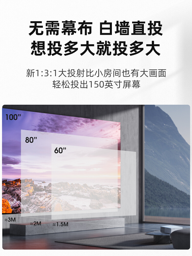 中广电智能投影仪家用超高清小型宿舍学生卧室投墙手机投屏4K家庭