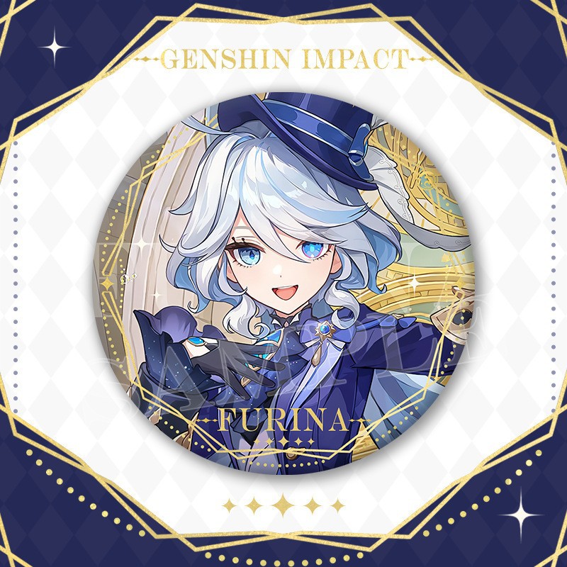 สินค้าเกม Ys เครื่องหมายตราสัญลักษณ์ขนาดใหญ่แบบสองมิติ รุ่น Furina Wanderer Mavika ขนาด 75 มม. พร้อมไฟกระพริบสองชั้น