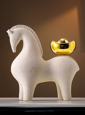 马上有钱摆件高颜值新中式玄关客厅饭厅书房办公摆设新房开 ??业