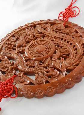 新疆包邮床头朝西解决摆件桃木龙凤八卦镜挂件龙凤呈祥夫妻和婚房