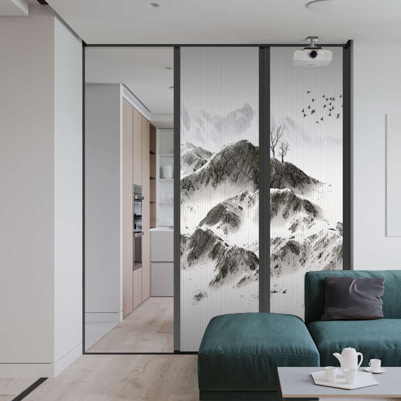 优诗曼新中式室内推拉移门折叠隐形门厨房客厅阳台隔断衣柜门定制 - 图2