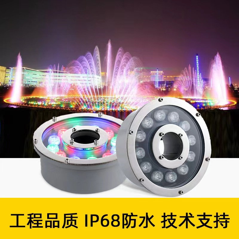 喷泉灯涌泉灯led水下防水中孔环形水景水池鱼池射灯12V24V水底灯-图0