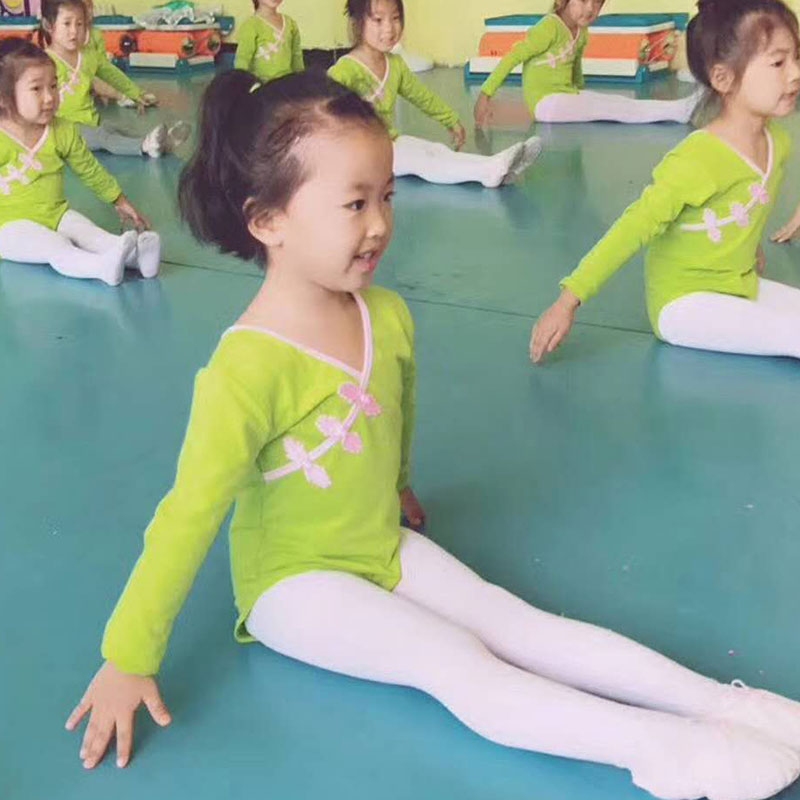 儿童舞蹈练功服长袖少儿芭蕾舞服女童连体服民舞中国风舞跳舞春 - 图1