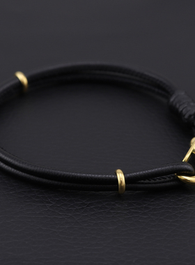 红色皮绳手链绳可穿珠串黄金转运珠男女情侣兔年本命年编织手绳粗