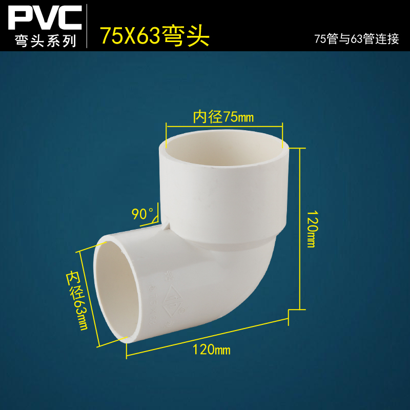 pvc加厚异径弯头排水管大小90度直角32 50 63 75 90 110变径配件 - 图2