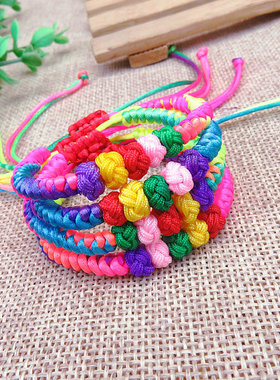 端午节五彩绳花球菠萝球红绳手链