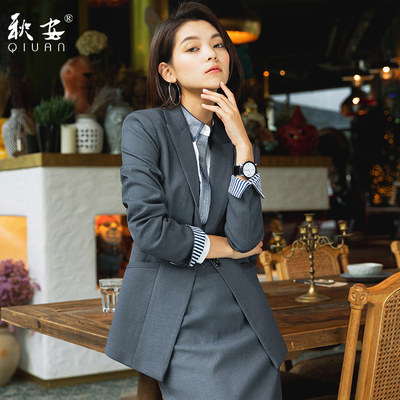 职业装小西装套装裙女气质干练韩版休闲大学生上班工作服西服 虎窝淘