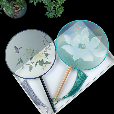 古风团扇中国风双面半透明宫扇圆形扇子古典舞蹈女式汉服旗袍小扇 虎窝淘