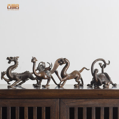 四神兽摆件铜龙蛇龟青龙白虎玄武客厅家居办公桌装饰礼品工艺品 虎窝淘