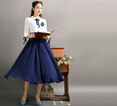 红歌男女班服初高小中学生大合唱服装朗诵团体演出服装女套装长裙 虎窝淘