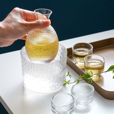日式玻璃创意白酒酒具套装家用小号一口杯酒杯子清酒杯分酒器酒壶 虎窝淘