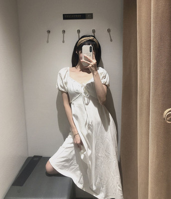 夏季新品女装法式修身系带x型桔梗连衣裙wg17s7en04 虎窝淘