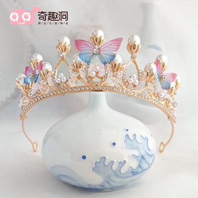 儿童皇冠头饰公主女童王冠小孩发箍韩版舞台花童头花花环结婚饰品 虎窝淘