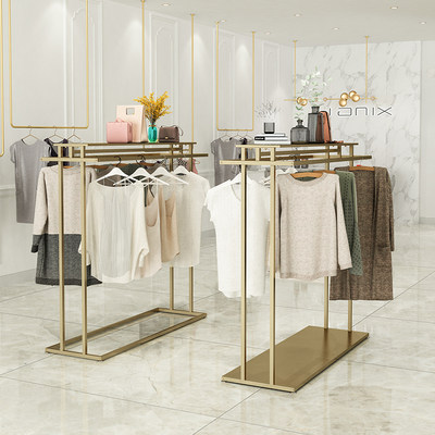 服装店中岛展示架落地挂衣架男装女装童装衣服陈列架双排中间货架 虎窝淘