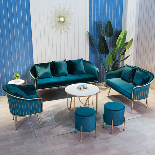 北欧铁艺沙发简约现代轻奢小户型网红款服装店美容院工作室组合