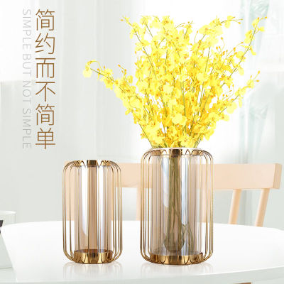 欧式透明花瓶摆件客厅插仿真干花美式轻奢餐桌酒柜电视柜创意装饰 虎窝淘