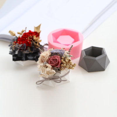 蔓玥石膏水泥diy菱形花盆容器硅胶矽胶模具永生花diy手工材料包 虎窝淘