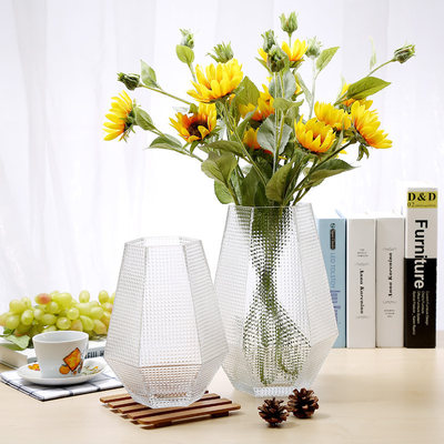 创新时尚之星简约现代透明玻璃花瓶水培大号家居插花摆件婚庆花器 虎窝淘