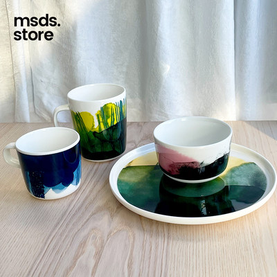停产芬兰marimekko玛莉美歌天气日记系列陶瓷马克杯咖啡杯圆盘 虎窝淘