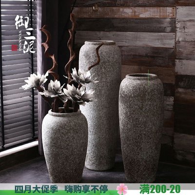 现代简约北欧白色陶瓷落地大花瓶摆件客厅干花装饰插花花器陶罐 虎窝淘