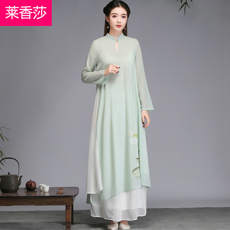 中国风禅意女装中式唐装长袖禅修服