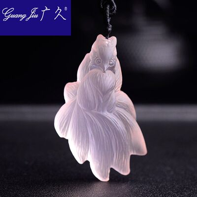 狐仙粉晶狐狸吊坠天然粉水晶九尾狐项链女狐仙水晶男女饰品yh1225 虎窝淘
