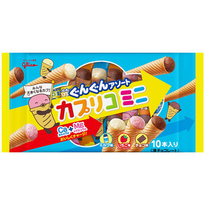 日本进口固力果三兄弟巧克力甜筒冰淇淋雪糕脆卷饼干87g