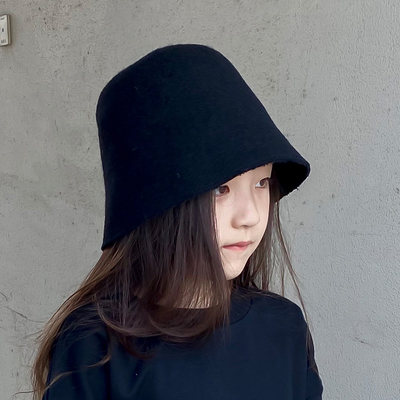 儿童帽子秋冬女童渔夫帽钟型帽休闲逛街水桶帽羊毛呢3 9岁潮亲子 虎窝淘
