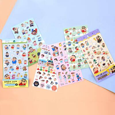 韩国正品flying Whales蜡笔小新纸质日记手账本diy装饰贴纸2张入 虎窝淘