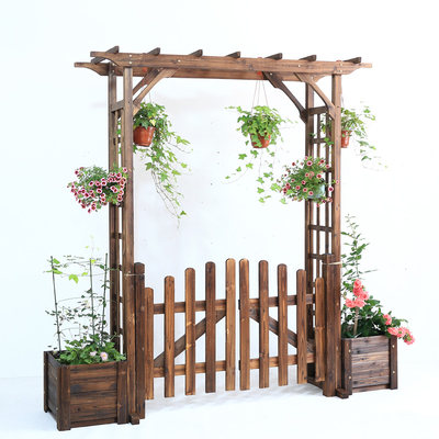 庭院铁艺拱门花架爬藤架简易阳台葡萄架户外花园装饰拱形栅栏门 虎窝淘