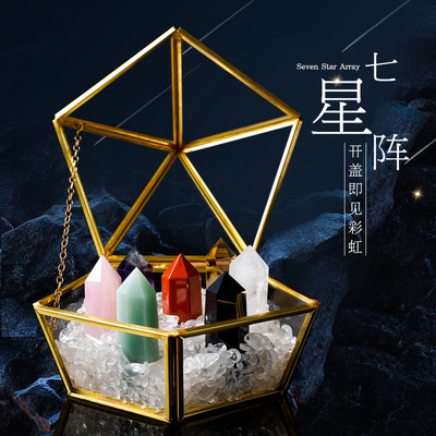 天然水晶柱原石七星阵灵石粉水晶紫晶矿石标本矿物球家居祝福摆件 虎窝淘