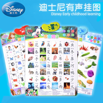 迪士尼宝宝有声挂图汉字拼音儿童早教语音识字字母点读墙贴玩具 虎窝淘
