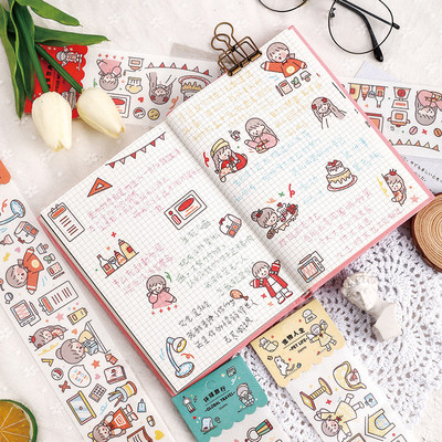 日系可爱人物手帐贴纸ins风手账素材包贴画幼稚园水杯装饰小图案 虎窝淘