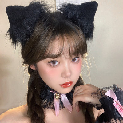 网红毛绒发箍秋冬猫耳狐狸耳朵头饰拍照猫佣头箍兽耳发夹猫咪发卡 虎窝淘
